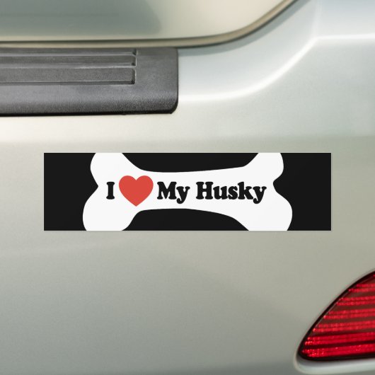 Ik hou van mijn man - Dog Bone Bumpersticker (Op auto)