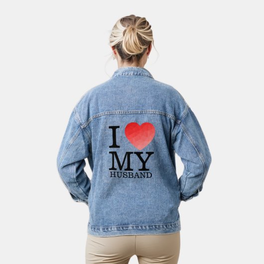Ik hou van mijn man geometrisch hart Valentijnsdag Denim Jacket (Model)