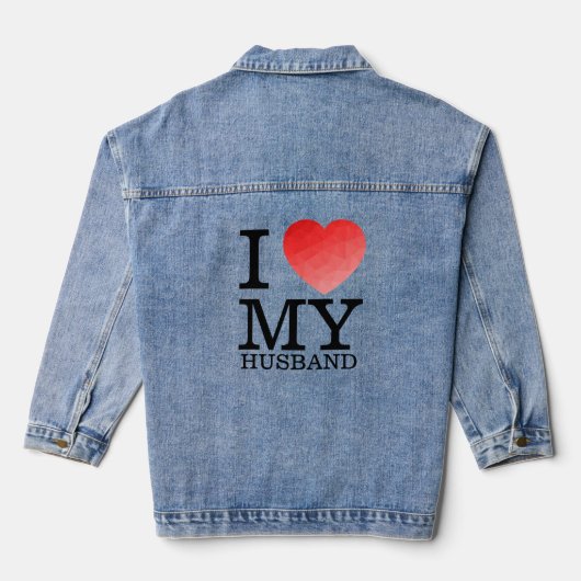 Ik hou van mijn man geometrisch hart Valentijnsdag Denim Jacket (Achterkant)