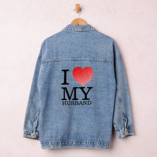 Ik hou van mijn man geometrisch hart Valentijnsdag Denim Jacket (Hangar)