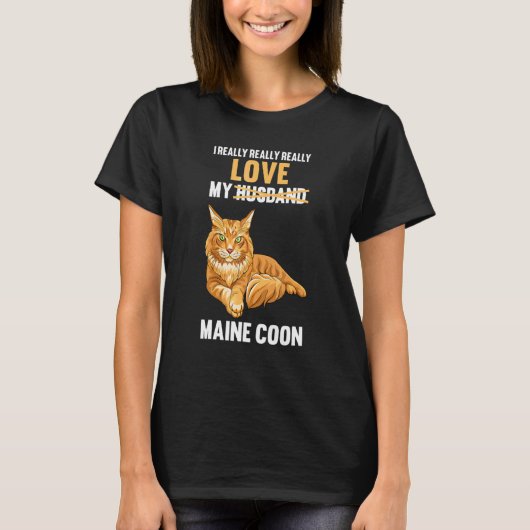 Ik hou van mijn man Maine Coon T-shirt (Voorkant)