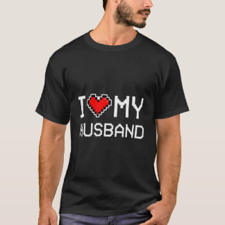 Ik hou van mijn man Pixel Hij Gamer T-shirt