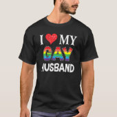 Ik hou van mijn man tante Lgbt Lesbian Rainbow Pro T-shirt (Voorkant)