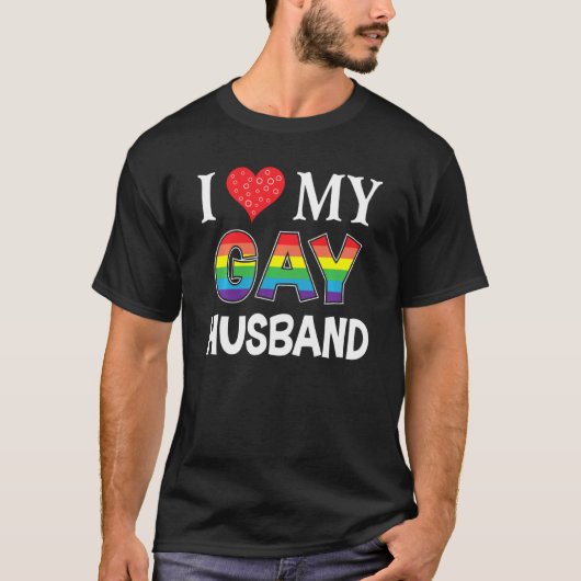 Ik hou van mijn man tante Lgbt Lesbian Rainbow Pro T-shirt (Voorkant)