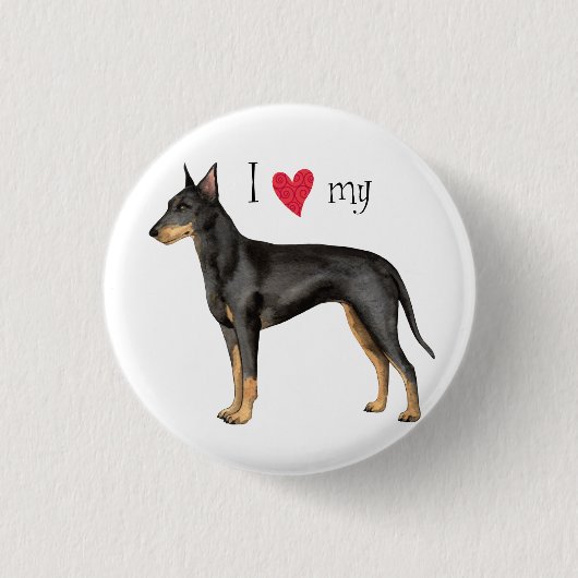 Ik hou van mijn Manchester Terrier Ronde Button 3,2 Cm (Voorkant)