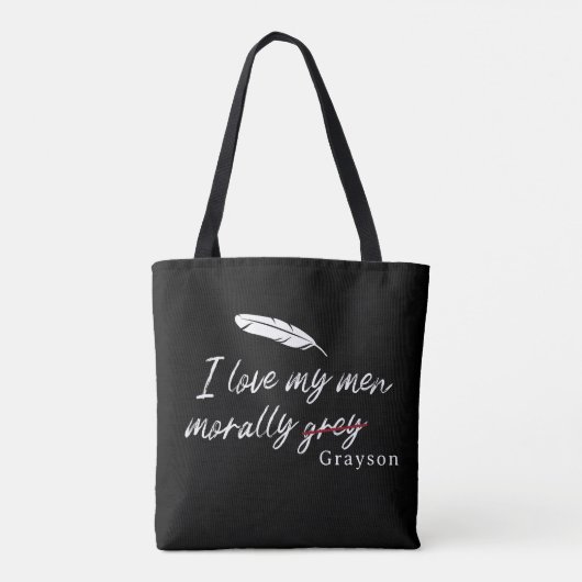 Ik hou van mijn mannen moreel grijs (Grayson) Tote Bag (Achterkant)