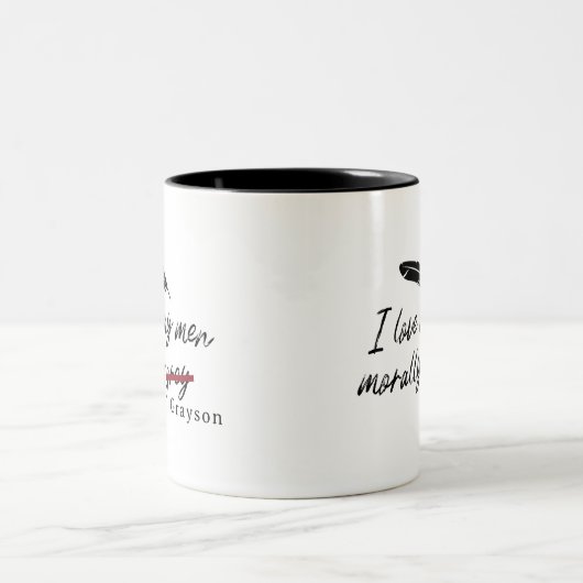 Ik hou van mijn mannen moreel grijs (Grayson) Tweekleurige Koffiemok (Center)