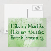 Ik hou van mijn Mannen zoals mijn Absinthe Briefkaart (Voorkant / Achterkant)