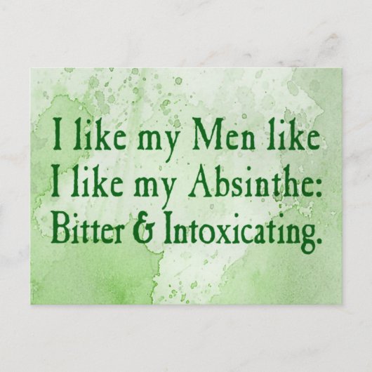 Ik hou van mijn Mannen zoals mijn Absinthe Briefkaart (Voorkant)