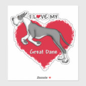 Ik hou van mijn Mantle Great Dane Sticker (Vel)