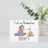 Ik hou van mijn mashmallows verbrand briefkaart (Staand voorkant)