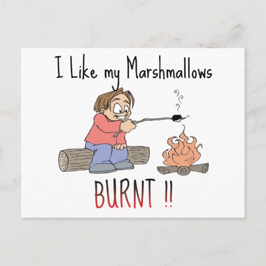 Ik hou van mijn mashmallows verbrand briefkaart (Voorkant)