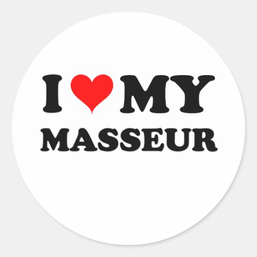 Ik hou van mijn masseur ronde sticker (Voorkant)