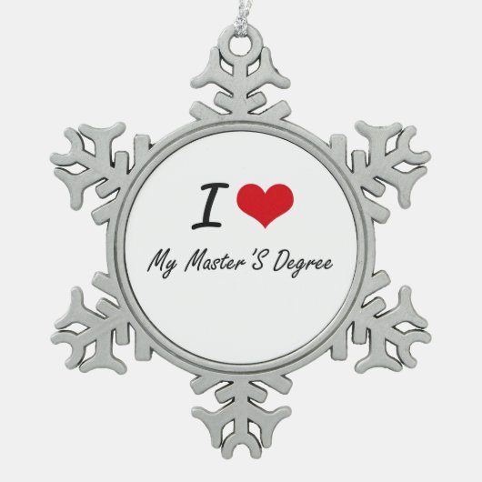 Ik hou van mijn mastergraad tin sneeuwvlok ornament (Voorkant)