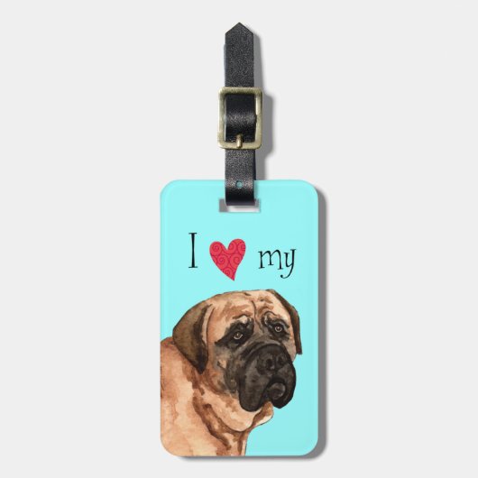 Ik hou van mijn Mastiff Bagagelabel (Voorkant verticaal)