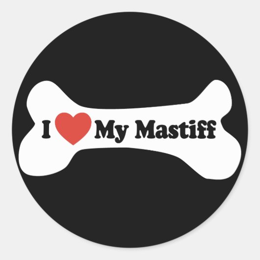 Ik hou van mijn mastiff - hondenbot ronde sticker (Voorkant)