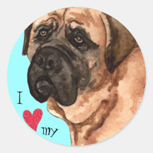 Ik hou van mijn Mastiff Ronde Sticker