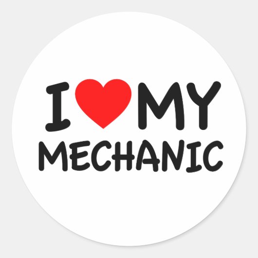 Ik hou van mijn Mechanic Ronde Sticker (Voorkant)