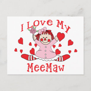 Ik hou van Mijn MeeMaw Rag Doll & Hearts Briefkaart