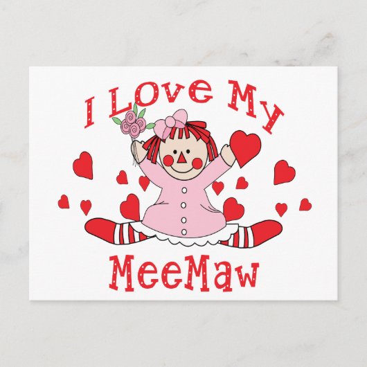 Ik hou van Mijn MeeMaw Rag Doll & Hearts Briefkaart (Voorkant)