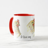 Ik hou van mijn meisjes kip kip kip vogel tekening mok (Voorkant links)