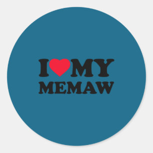 Ik hou van mijn Memaw Hart Oma Familie Lange Mouwe Ronde Sticker