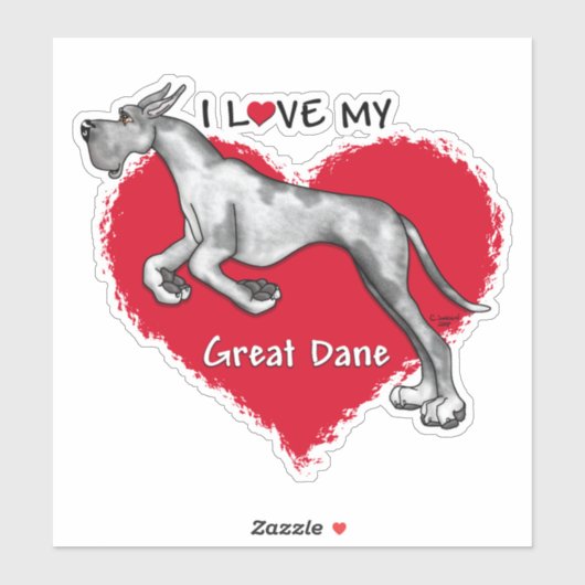 Ik hou van mijn Merle Great Dane Sticker (Vel)