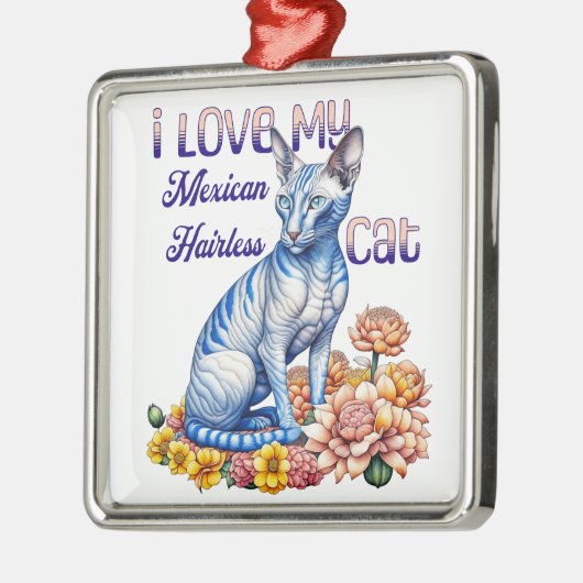 Ik hou van mijn Mexicaanse haarloze kat Metalen Ornament (Links)