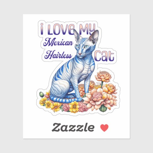 Ik hou van mijn Mexicaanse haarloze kat Sticker (Vel)
