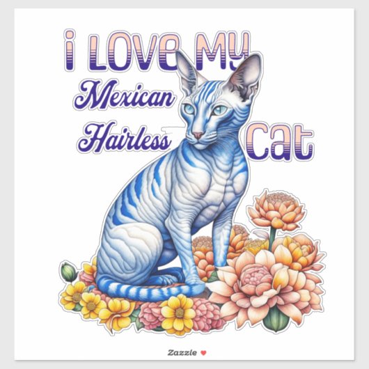 Ik hou van mijn Mexicaanse haarloze kat Sticker (Vel)