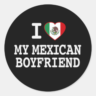 Ik hou van mijn Mexicaanse vriend met Heart Flag Ronde Sticker