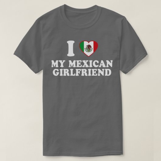 Ik hou van mijn Mexicaanse Vriendin Mexico Flag La T-shirt (Design voorkant)