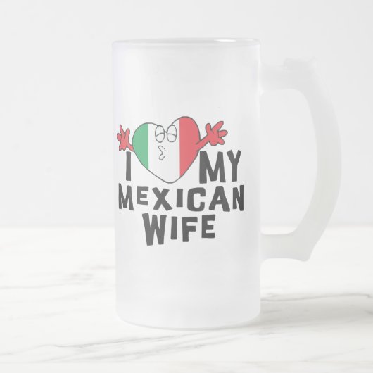 Ik hou van mijn Mexicaanse vrouw Matglas Bierpul (Rechts)