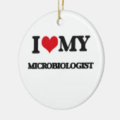 Ik hou van mijn microbioloog keramisch ornament (Links)