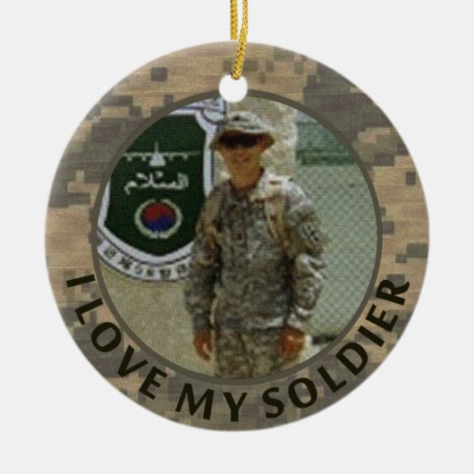 Ik hou van mijn militaire foto van Soldadier  Keramisch Ornament (Voorkant)