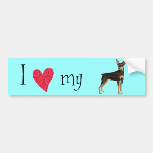 Ik hou van mijn Min Pin Bumpersticker (Voorkant)