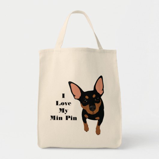 Ik hou van mijn Min Pin Dog Tas (zwarte MIN pincod (Voorkant)