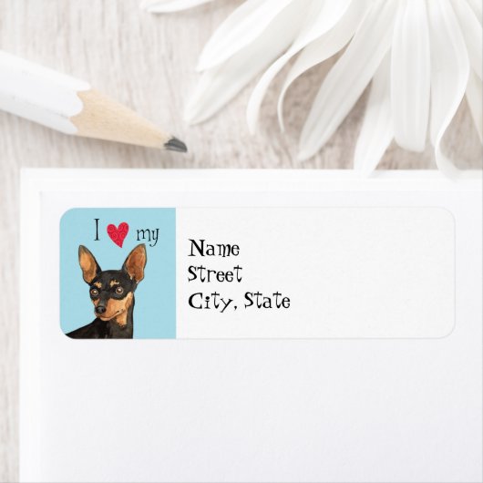 Ik hou van mijn Min Pin Etiket (Insitu)