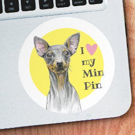 Ik hou van mijn Min Pin Miniatuur pinscher Cute Do Ronde Sticker