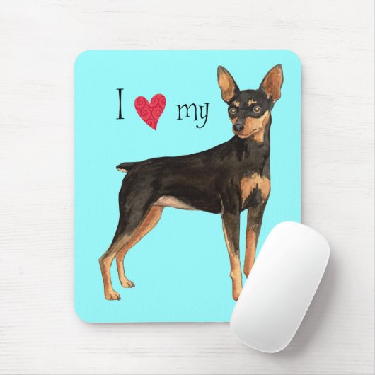 Ik hou van mijn Min Pin Muismat (Met muis)