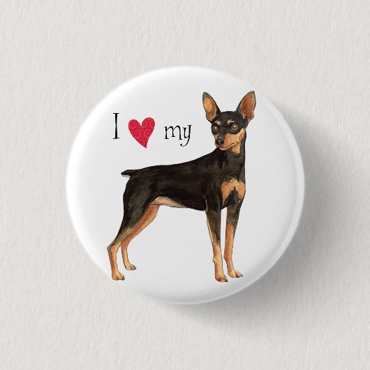 Ik hou van mijn Min Pin Ronde Button 3,2 Cm (Voorkant)