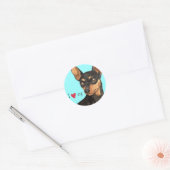 Ik hou van mijn Min Pin Ronde Sticker (Envelop)