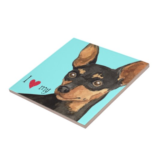 Ik hou van mijn Min Pin Tegeltje (Zijkant)