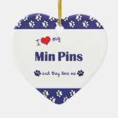 Ik hou van mijn Min Pins (meerdere honden) Keramisch Ornament (Voorkant)
