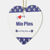 Ik hou van mijn Min Pins (meerdere honden) Keramisch Ornament (Links)