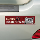 Ik hou van mijn Min Poodle Bumpersticker (Op auto)