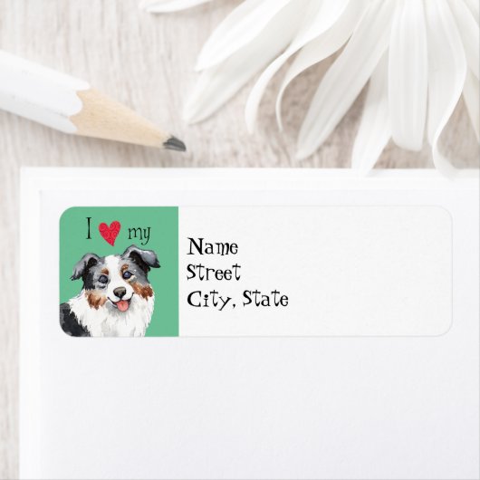 Ik hou van mijn Mini American Shepherd Etiket (Insitu)