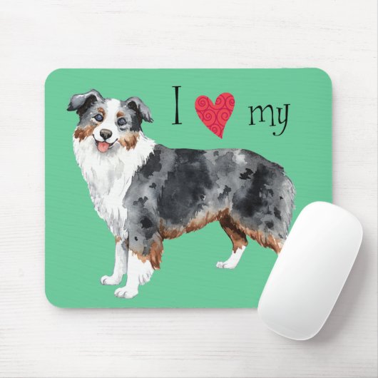 Ik hou van mijn Mini American Shepherd Muismat (Met muis)