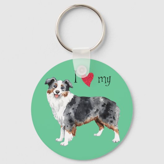 Ik hou van mijn Mini American Shepherd Sleutelhanger (Voorkant)