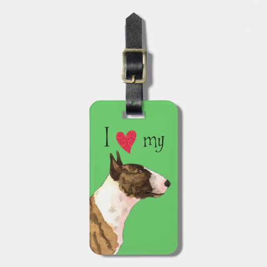 Ik hou van mijn Mini Bull Terrier Bagagelabel (Voorkant verticaal)